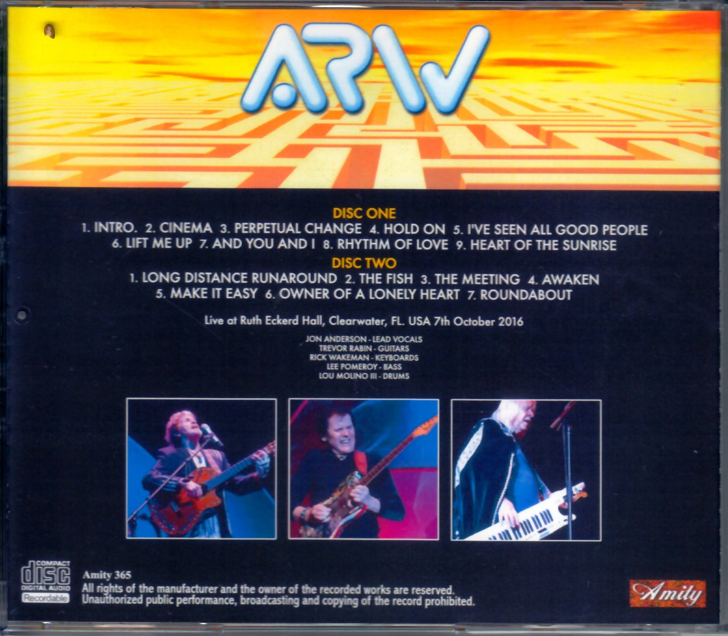 ARW Jon Anderson Trevor Rabin Rick Wakeman/FL,USA2016