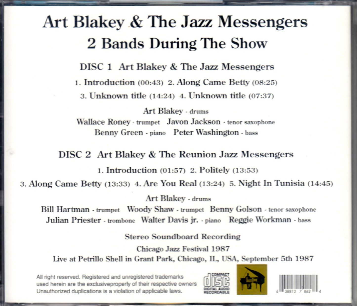 Art Blakey/Illinois,USA 1987