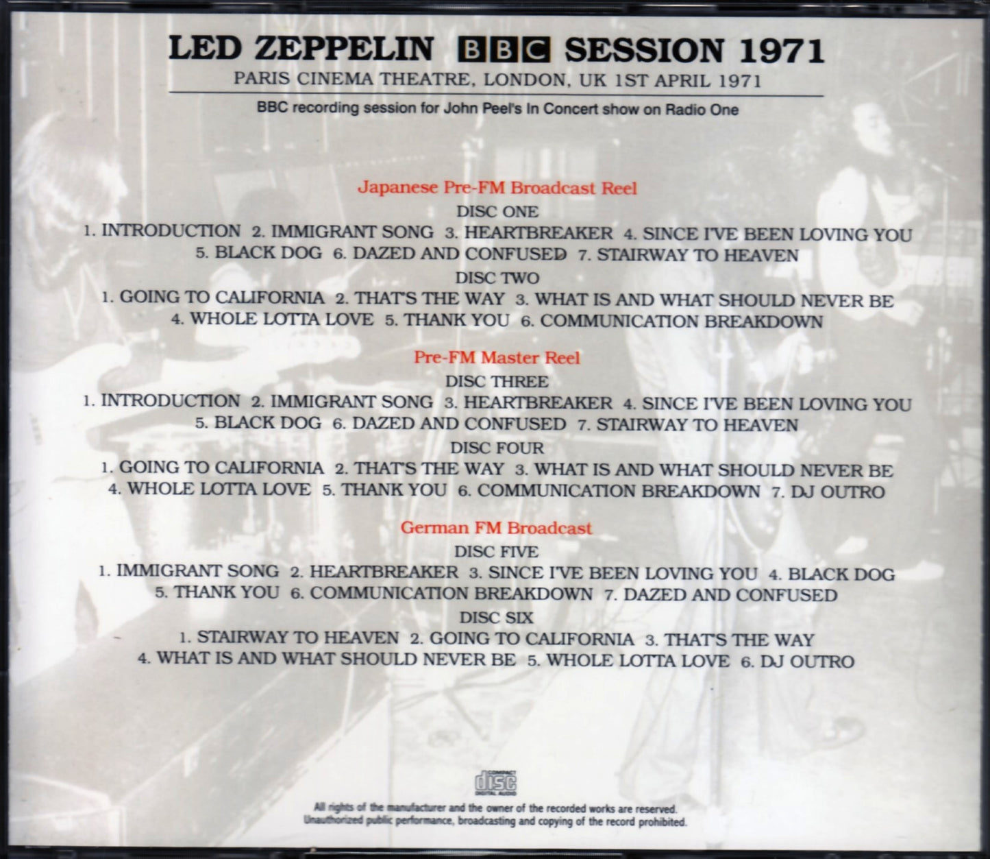 Led Zeppelin/London,UK 1971 Japan Pre-FM Broadcast