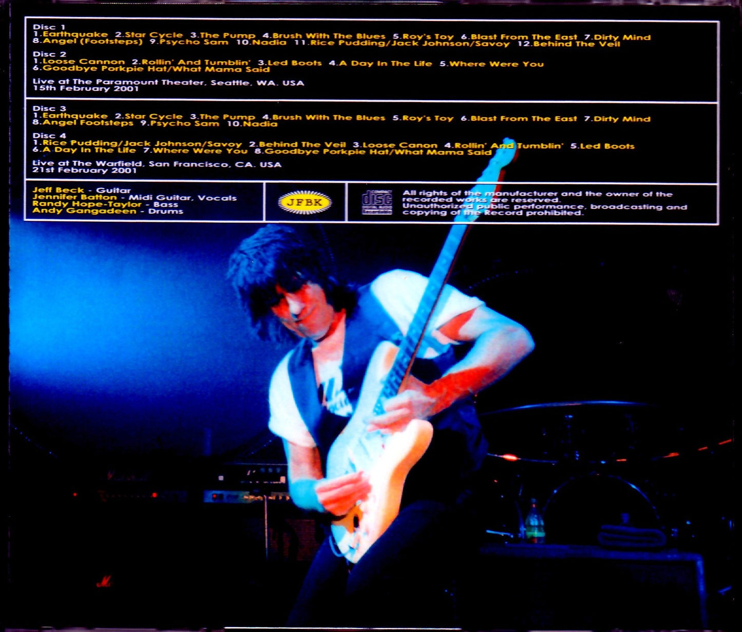 Jeff Beck/WA, USA 2001 & more