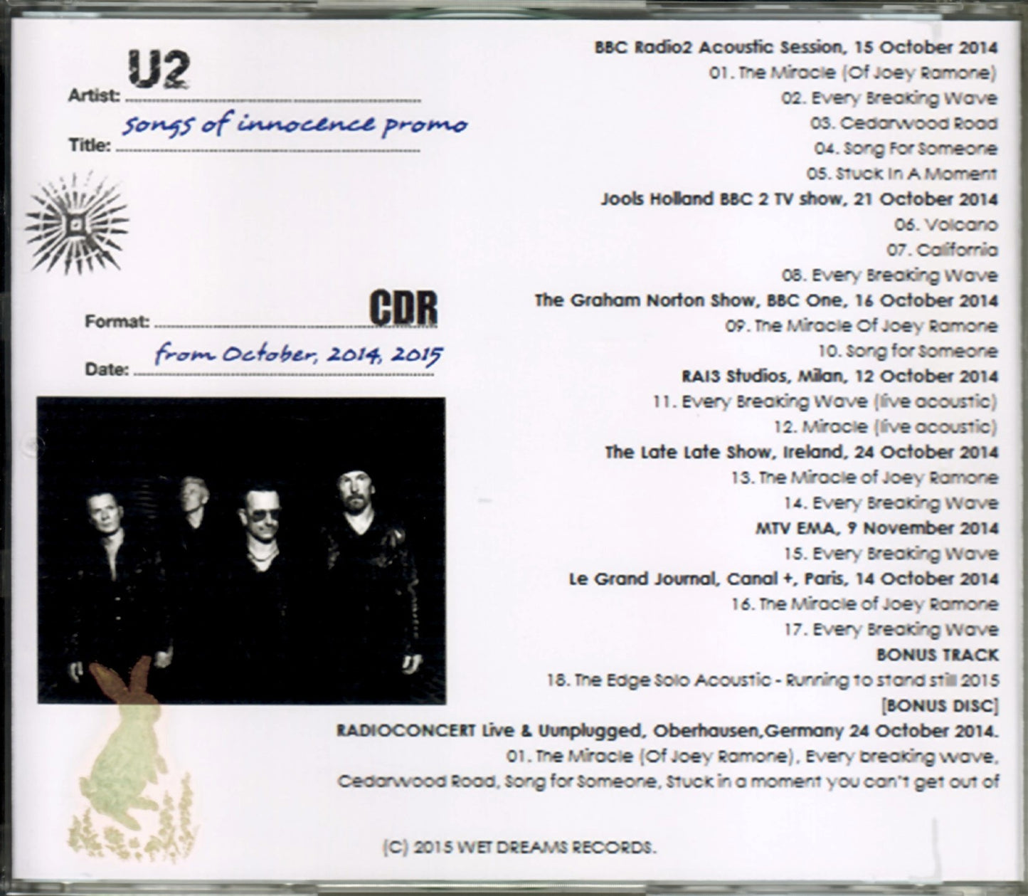 U2/Song of Innocence Promo 2014-2015 & more