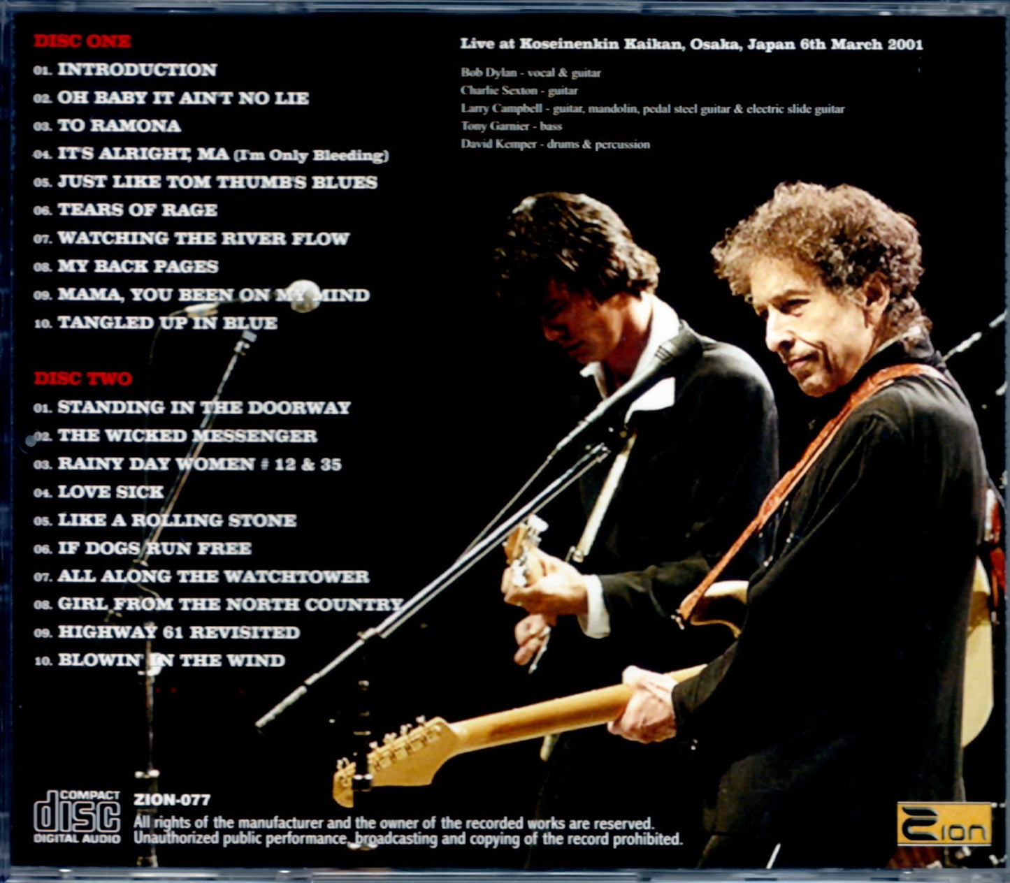 Bob Dylan/Osaka,Japan 3.6.2001