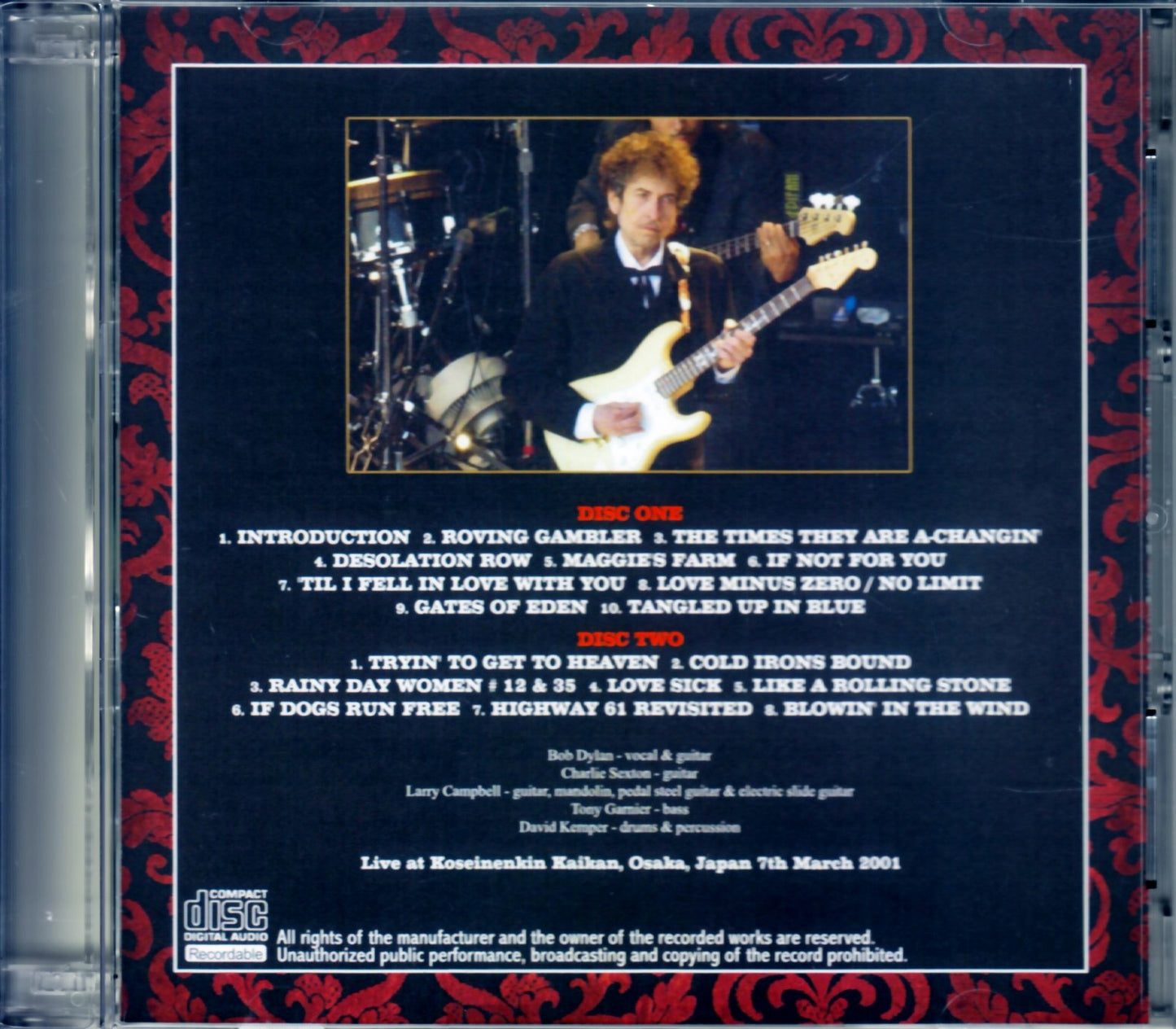 Bob Dylan/Osaka,Japan 3.7.2001